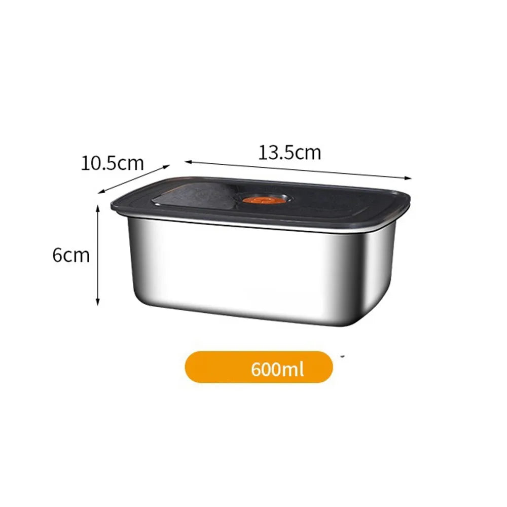 Heavy-Duty Stainless Steel Lunch Box – Large Capacity Refrigerator Storage Box (600ml–3200ml) - 600ML
