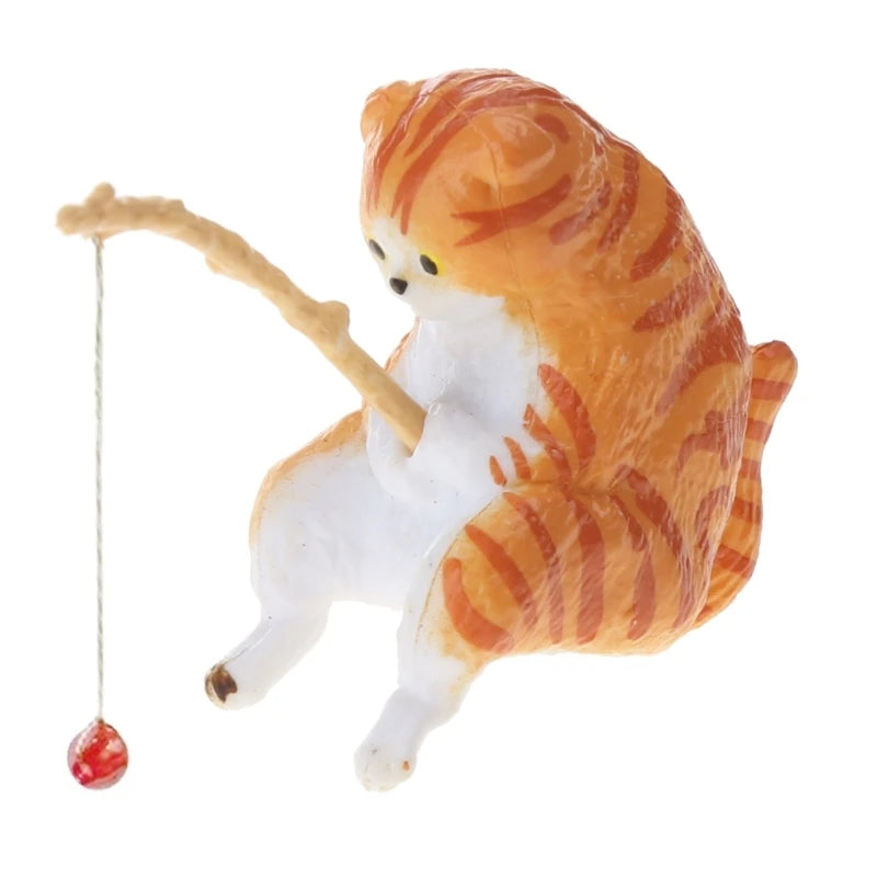 Mini Cartoon Fishing Figurine Aquarium Landscape Decor – Resin Hanging Fish Tank & Desktop Ornament - for E