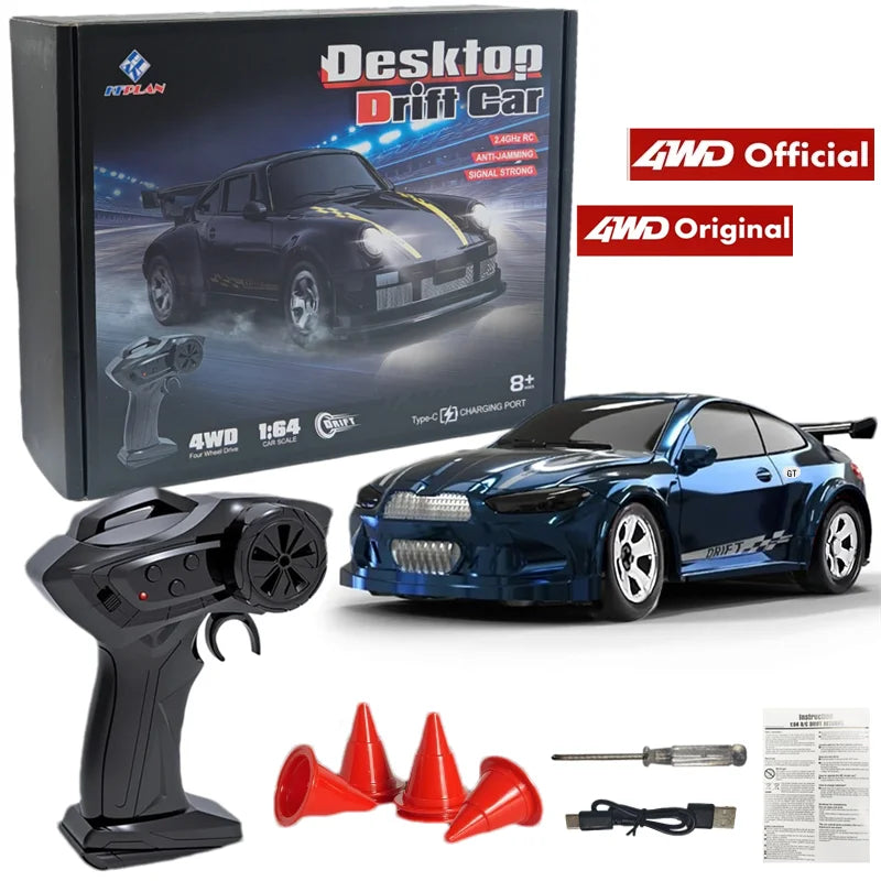 1:43 Scale 4WD RC Drift Car – 2.4GHz High-Speed Remote Control 4x4 Racing Toy with Rechargeable Lithium Battery for Kids & Adults - 1-64 Blue Gift Box - China Mainland