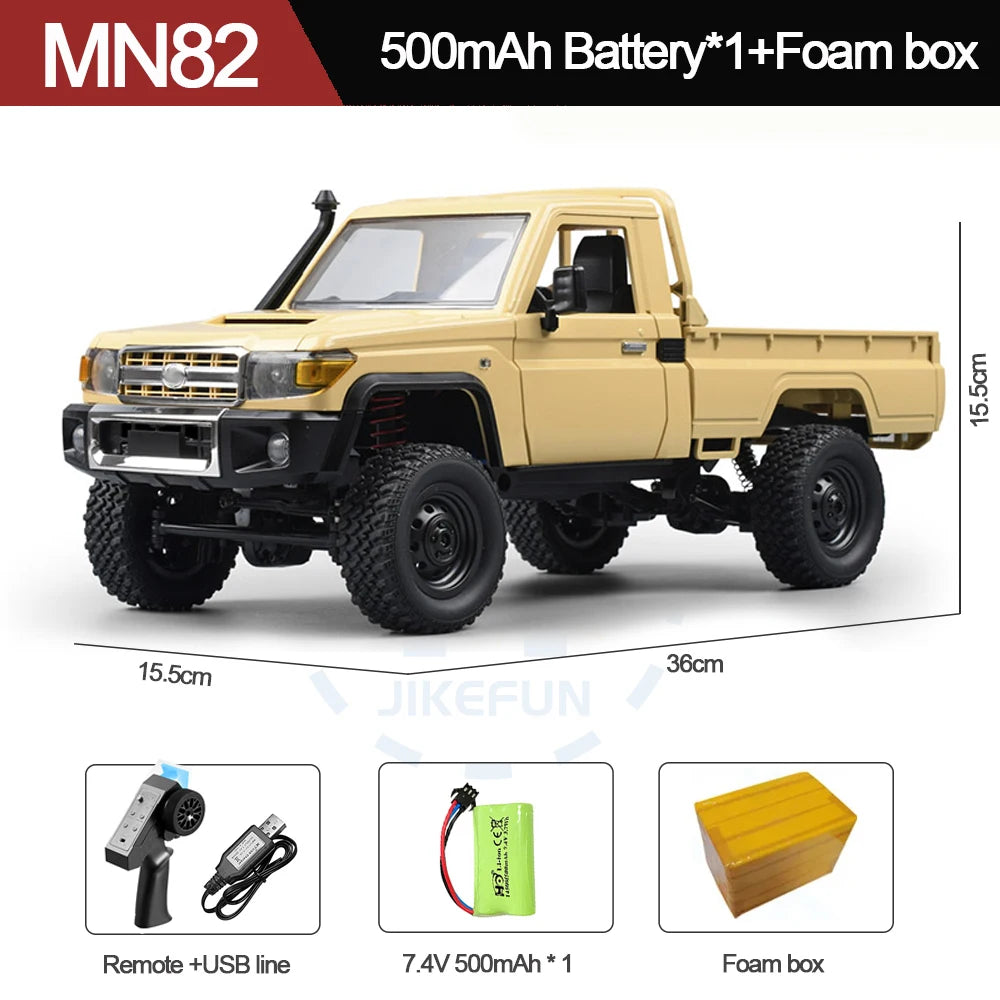 MN Model MN82 1:12 4WD Off-Road RC Crawler Truck – 280 Motor, Full Proportional Control, 50M Range RTR Truck for Boys & Adults - Foam Box Yellow - China Mainland