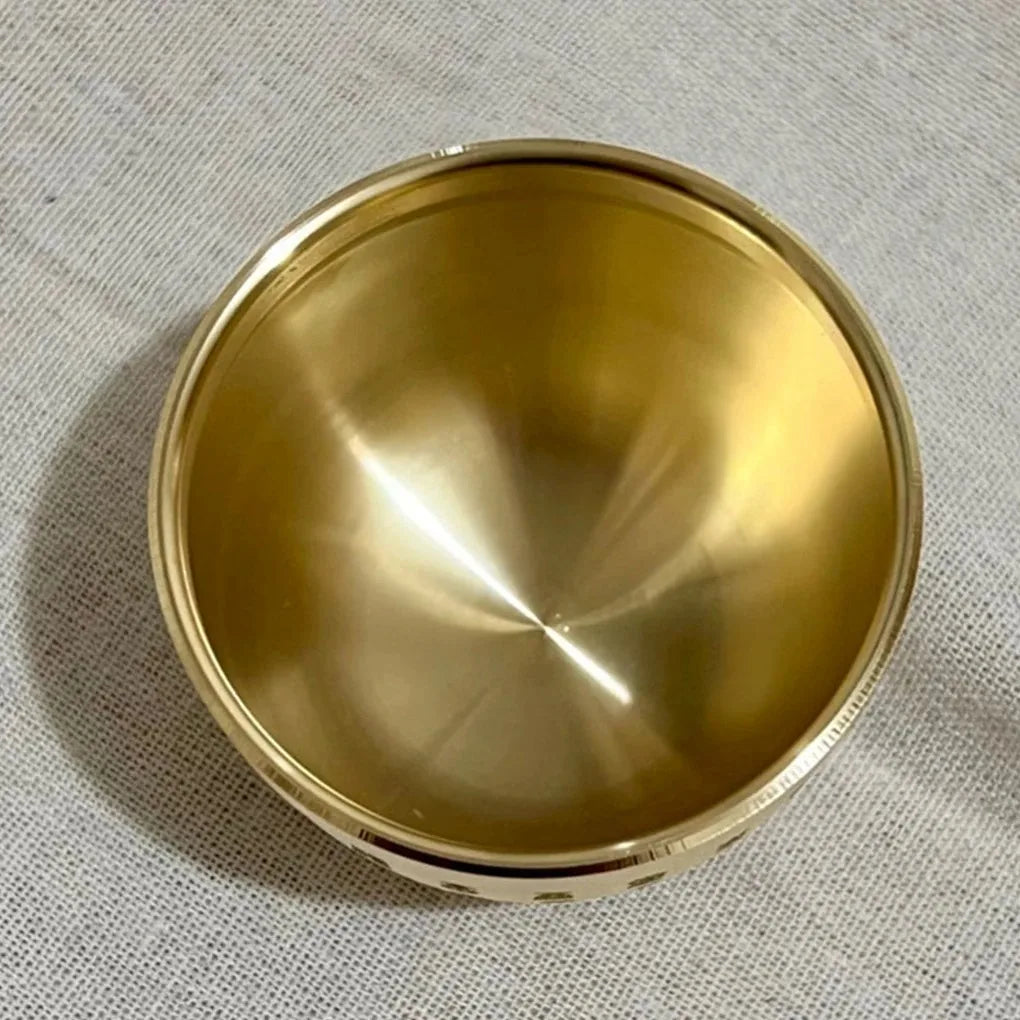 Gold Feng Shui Hundred Blessings Treasure Bowl – Fine Workmanship Copper Mini Offering Bowl for Desk & Home Prosperity - Product Photo 5