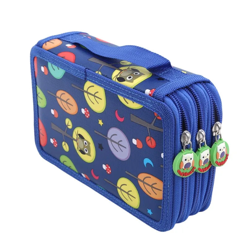 Multi-Slot Art Sketch Pencil Case (32/52/72 Slots) - Navy blue 52 hole