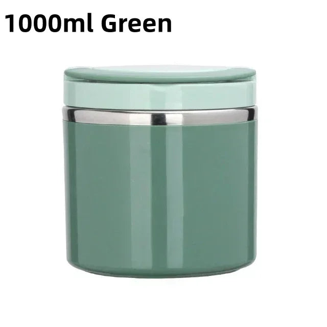 630/1000ml Stainless Steel Thermal Food Jar, Vacuum Insulated Soup Cup with Handle, Reusable Lunch Container for Travel, Outdoor - Green-1000ml