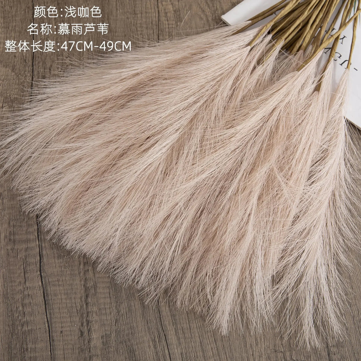 Tall Artificial Pampas Grass Stems – Realistic Fluffy Fake Pampas Branch for Floor Vases, Rustic Home & Wedding Decor - 4XL - BROWN