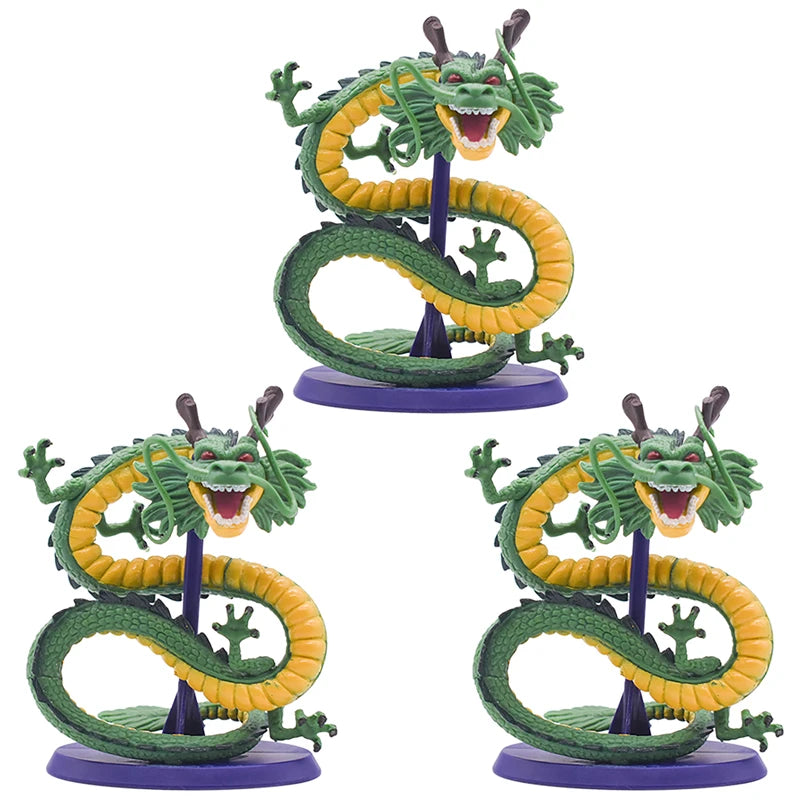 Bandai Dragon Ball Z Shenron Cyan Dragon & Son Goku Anime Figure – 10cm Handmade PVC Statue Model Toy for DBZ Fans & Desk Decor - 3pcs no box