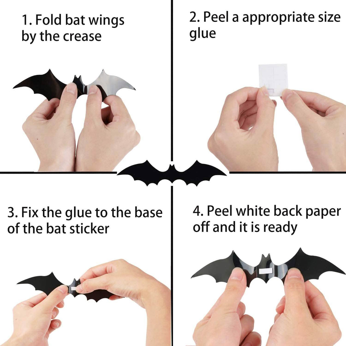 3D Bat Halloween Decoration Stickers – 120 Pieces