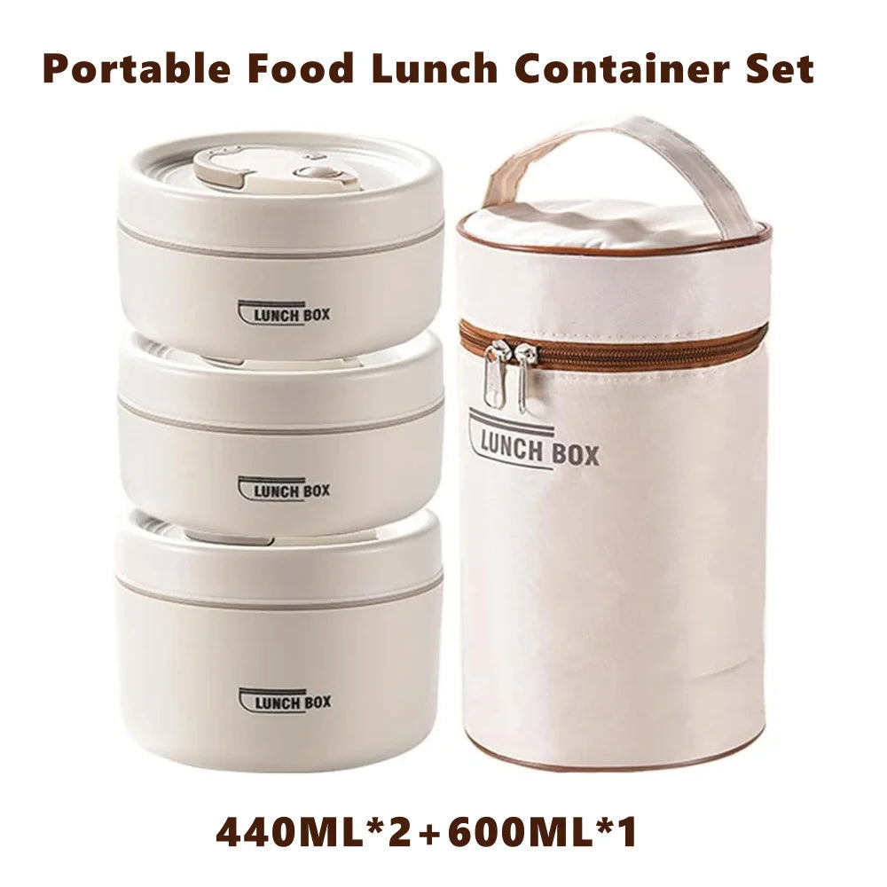 3-Tier Thermal Food Container Set – 304 Stainless Steel Vacuum Stackable Bento Box with Lunch Bag - Product Photo 1