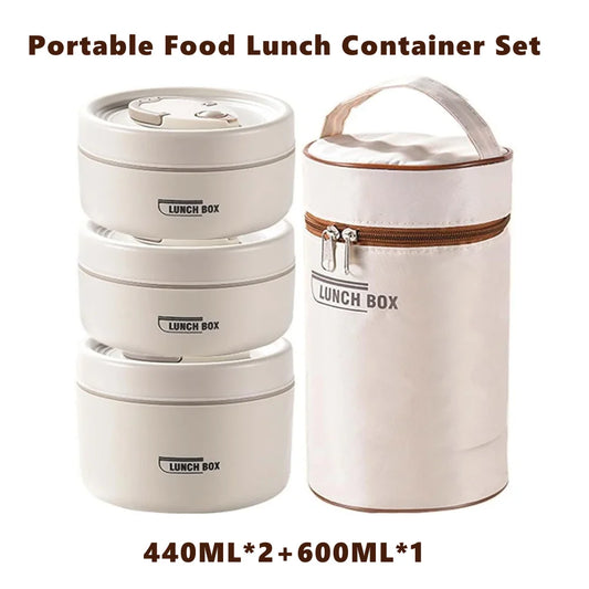 3-Tier Thermal Food Container Set – 304 Stainless Steel Vacuum Stackable Bento Box with Lunch Bag - Product Photo 1