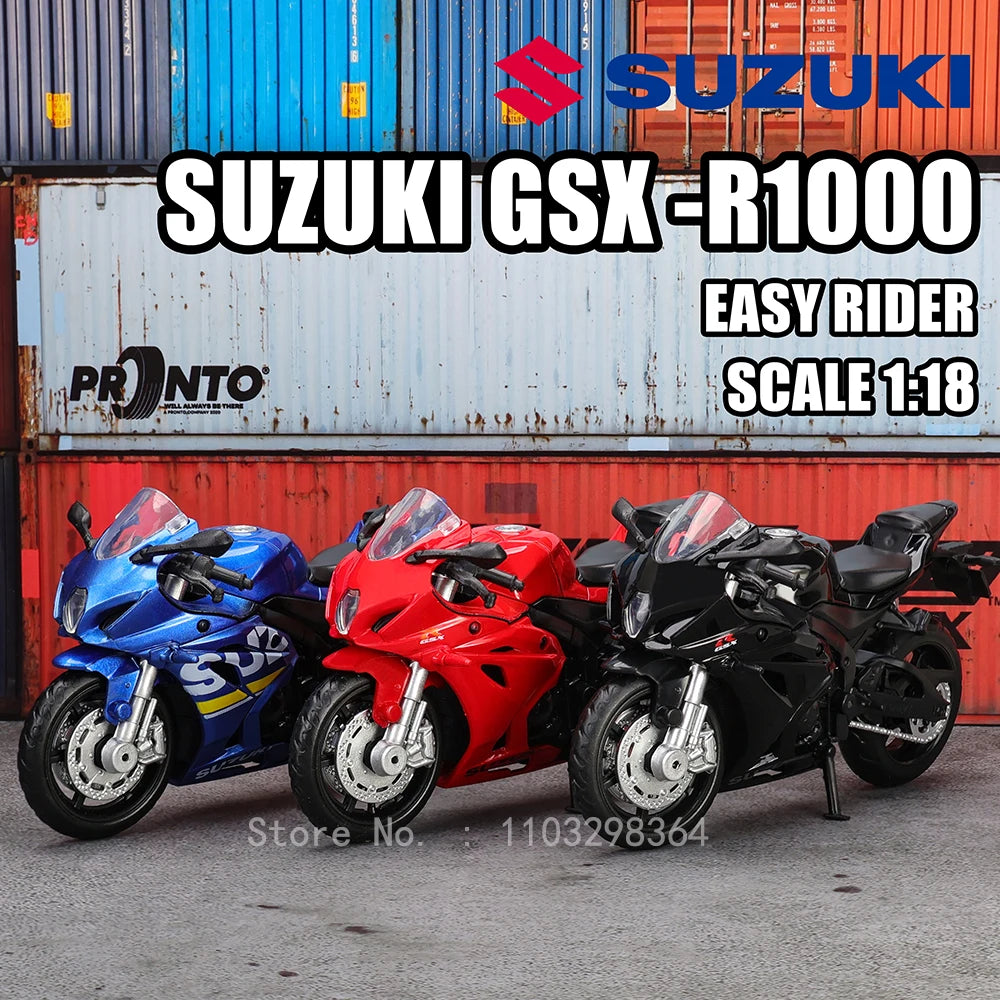 MSZ 1:18 Scale Diecast Alloy Motorcycle Model – Replica Suzuki GSX-R1000 & Yamaha YZF-R1 Static Display Superbike - Product Photo 2