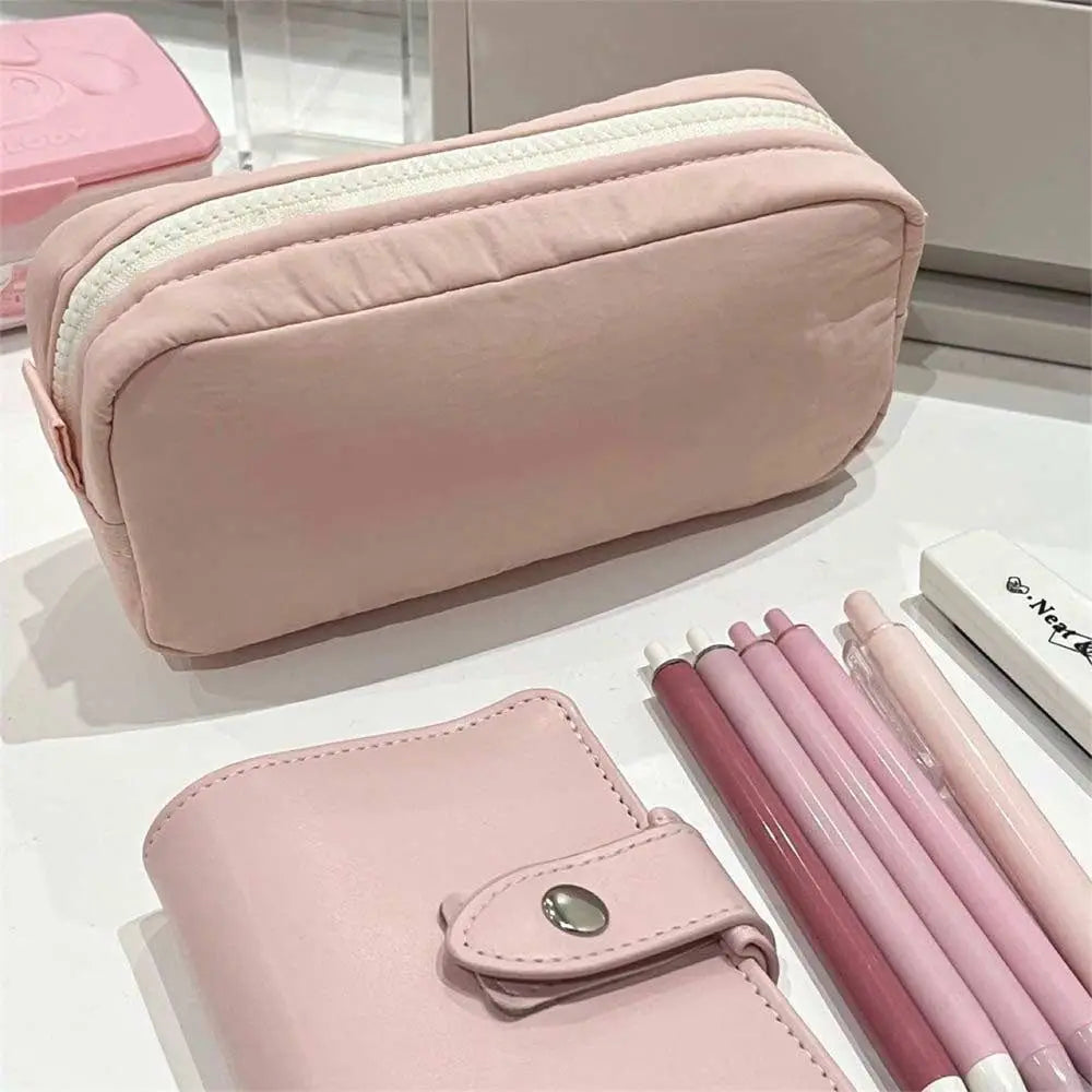 Solid Color Portable Zippered Pencil Bag - Product Photo 5