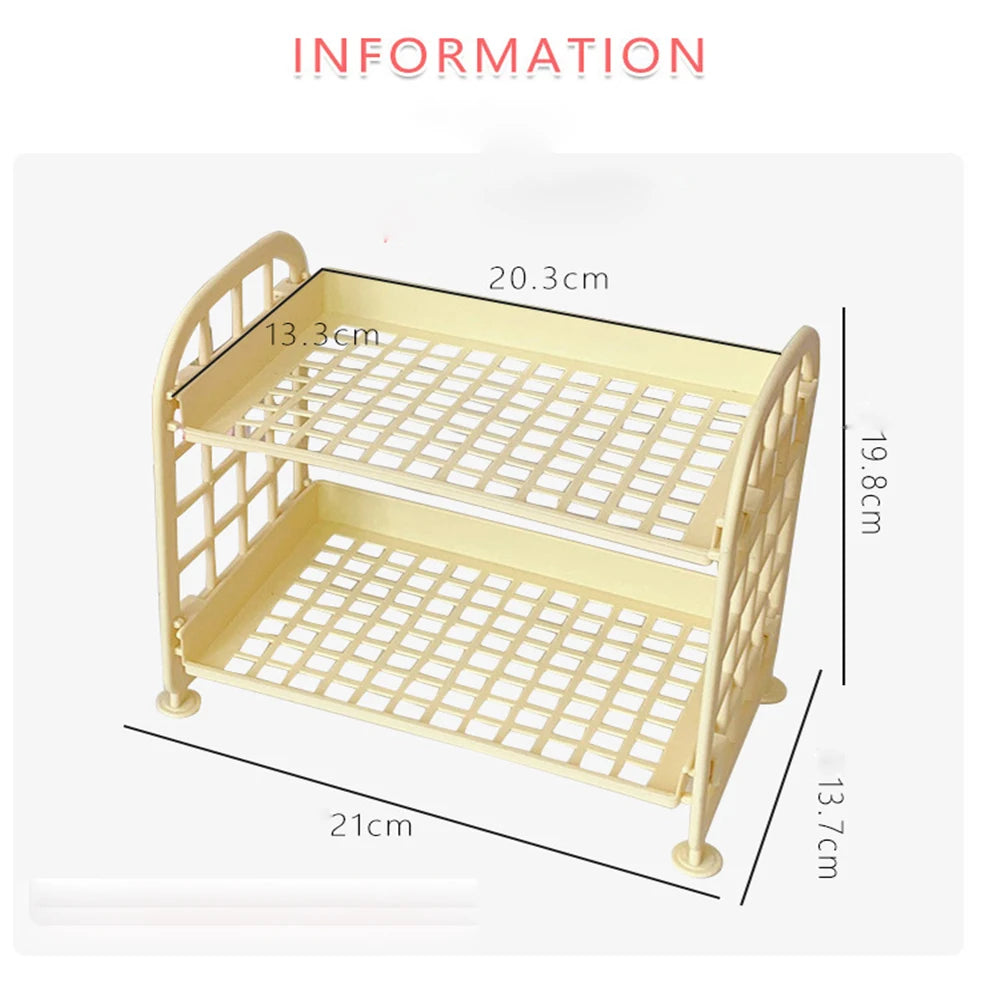 Multifunctional Plastic Desk Organizer Shelf – Cute Dorm & Office Stationery Storage - Product Photo 6