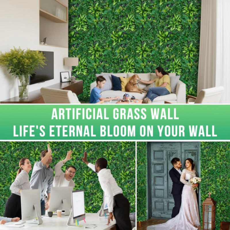 Artificial Boxwood Grass Wall Panel – Fake Plant Vertical Garden Backdrop for Home, Patio Privacy Fence & Wedding Decor - Product Photo 6