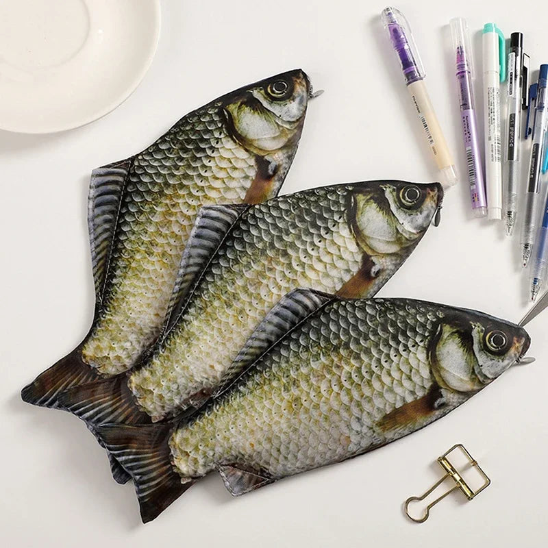 Novelty Fish Pencil Pouch – Funny Student Stationery & Pen Storage Organizer - Product Photo 3