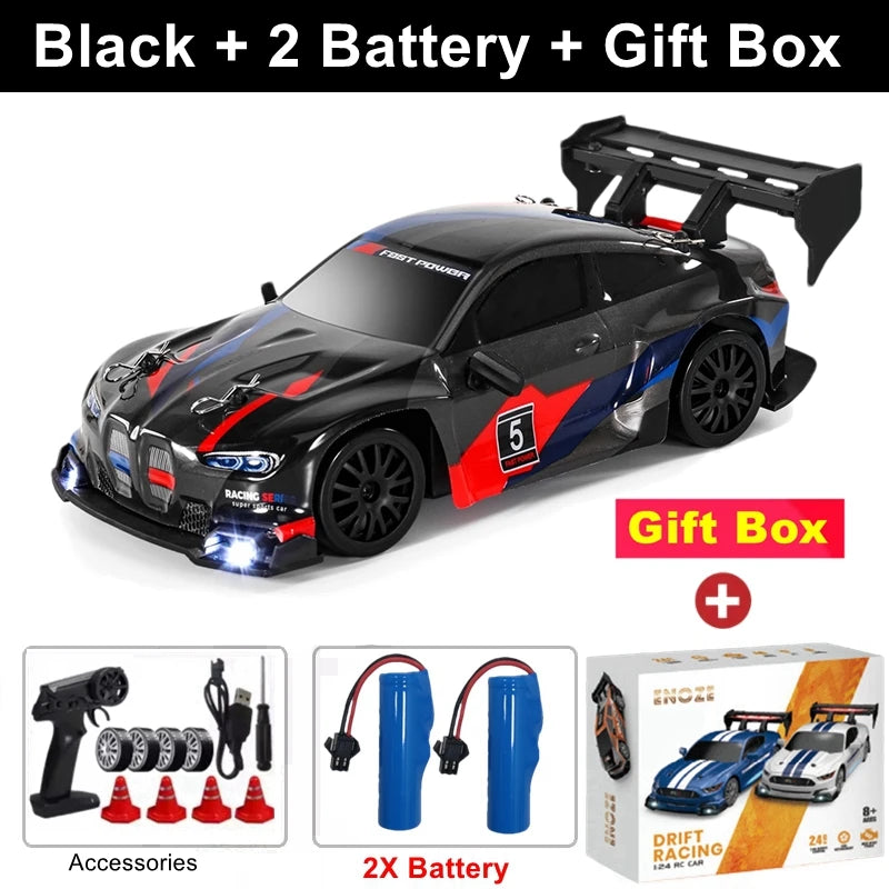 1:24 Scale 4WD RC Drift Car GTRPRO / AE86PRO Model – 2.4G High-Speed Remote Control 4x4 Drift Racing Vehicle Toy with Rechargeable Lithium Battery - BMGT Black 2B Box
