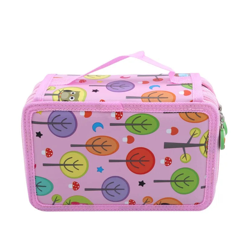 Multi-Slot Art Sketch Pencil Case (32/52/72 Slots) - Pink 72 hole