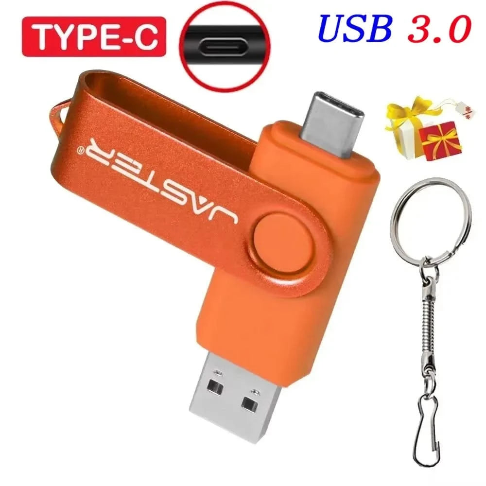 128GB USB 3.0 Type-C Flash Drive – High Speed Pen Drive with Keychain