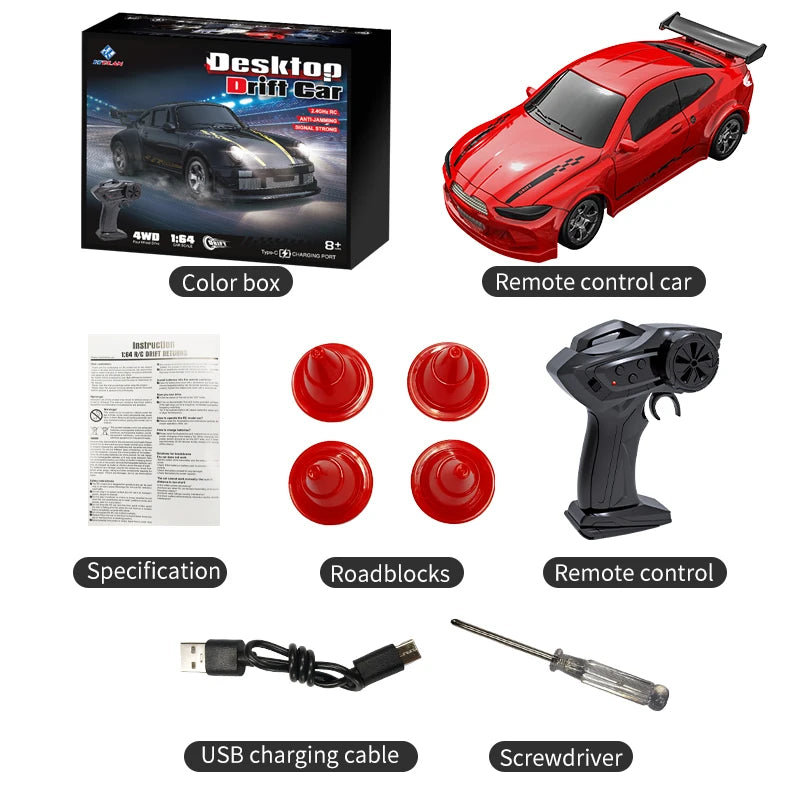 2026 New Kf20 1:64 Drift Rc Car Four-wheel Remote-Controlled Racing Car Full Proportions Desk Competition Toy Boys Ideal Gifts. - KF20-B-Color box