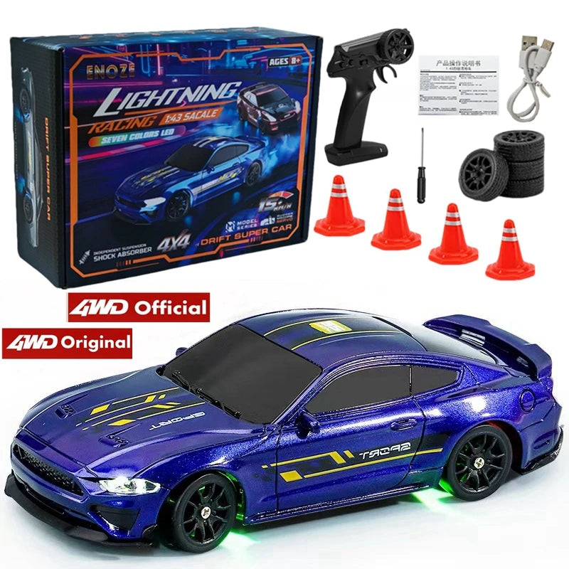 1:43 Scale 4WD RC Drift Car – 2.4GHz High-Speed Remote Control 4x4 Racing Toy with Rechargeable Lithium Battery for Kids & Adults - 1-43 Blue Gift Box - China Mainland