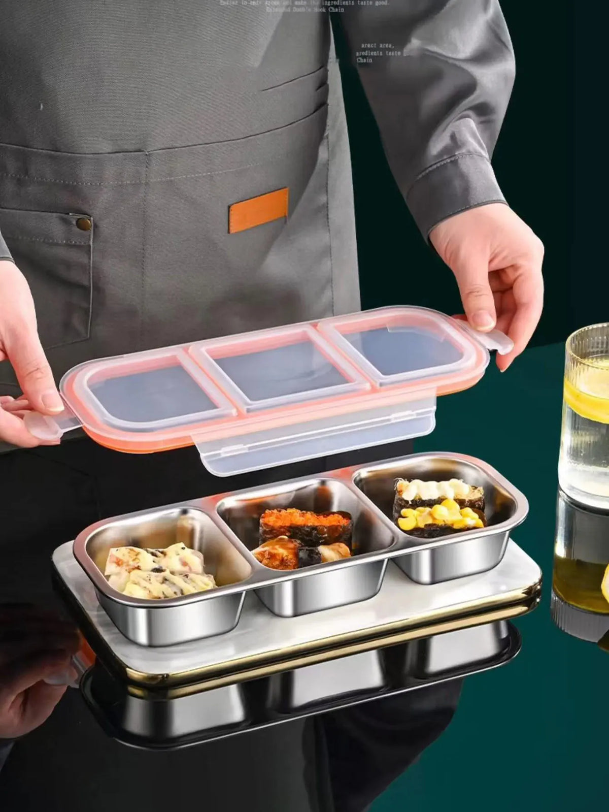 Stainless Steel Bento Box for Weight Loss Meals – Leak-Proof 3-Grid Fruit & Light Meal Container - Product Photo 1