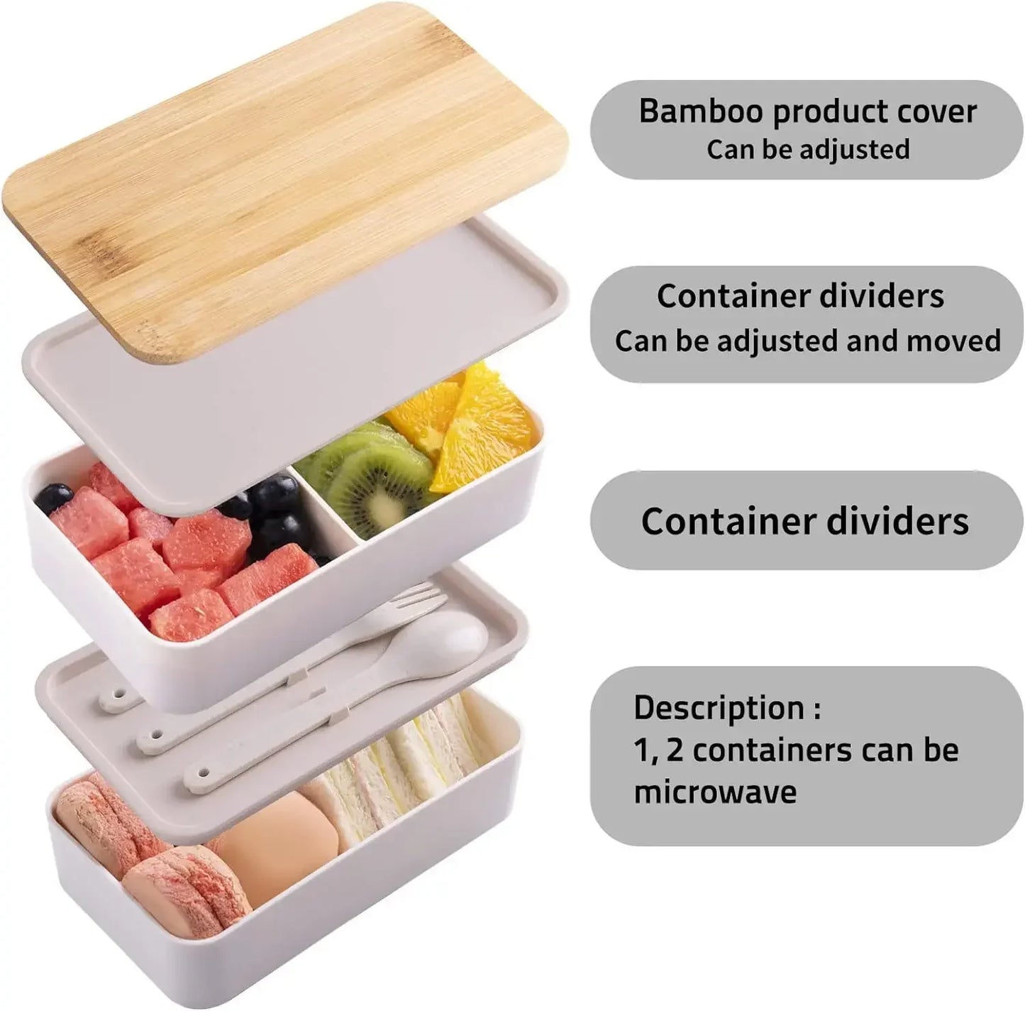 Leakproof 2-Layer Meal Prep Bento Box – 40oz Food Container with Utensils & Strap - Product Photo 2