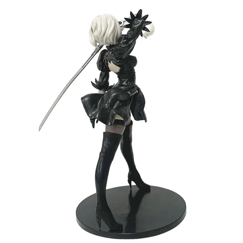 Bandai 18cm NieR: Automata YoRHa 2B Anime Action Figure – Black & White Series PVC Collectible Model Statue for Gaming Fans & Desk Display - Product Photo 2