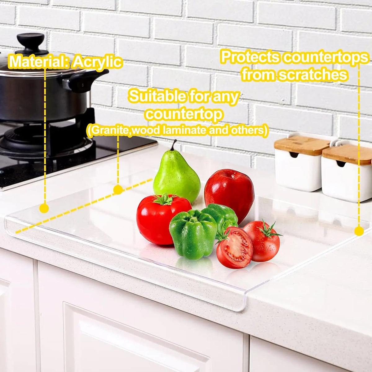 Transparent Acrylic Chopping Board with Lip Edge – Non-Slip Counter Protector for Kitchen & Dining - Product Photo 4