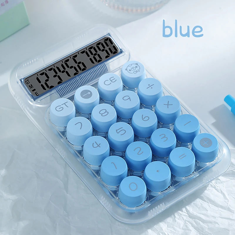 Cute Transparent Gradient Desktop Calculator – Portable 10-Digit Office & School Calculator - blue