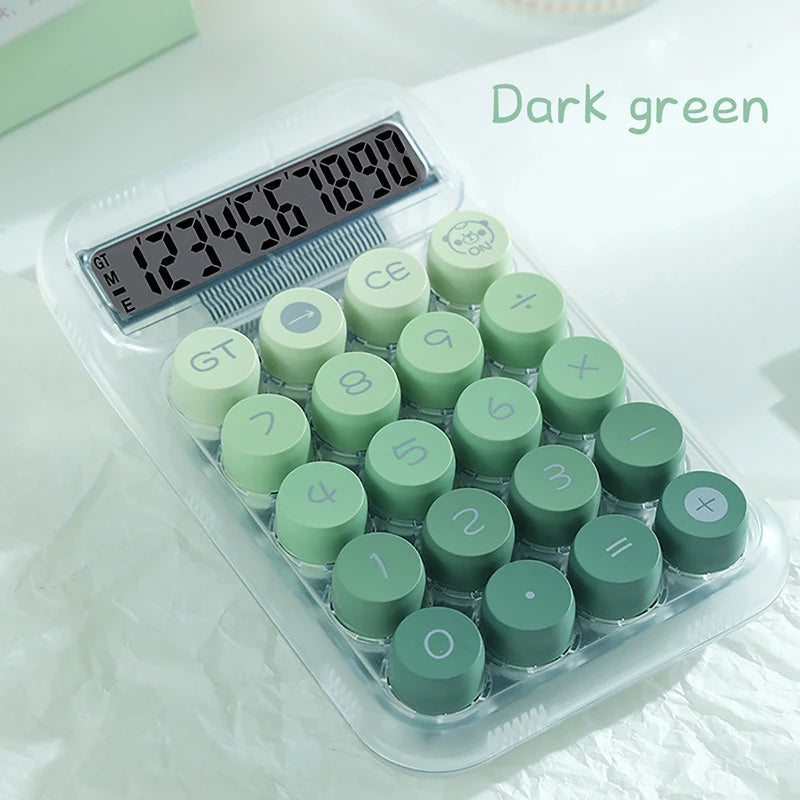 Cute Transparent Gradient Desktop Calculator – Portable 10-Digit Office & School Calculator - green