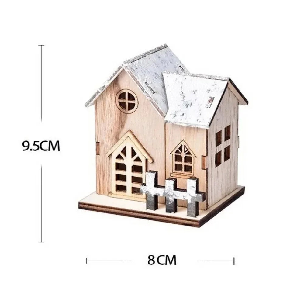 Christmas LED Light Wooden House Cabin – Luminous Hanging Xmas Tree Ornament for Holiday Home Decor & Gifts - Product Photo 6