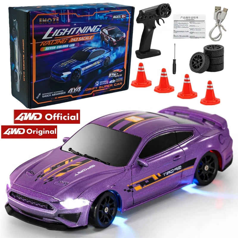 1:43 Scale 4WD RC Drift Car – 2.4GHz High-Speed Remote Control 4x4 Racing Toy with Rechargeable Lithium Battery for Kids & Adults - 1-43 Purple Gift Box - China Mainland