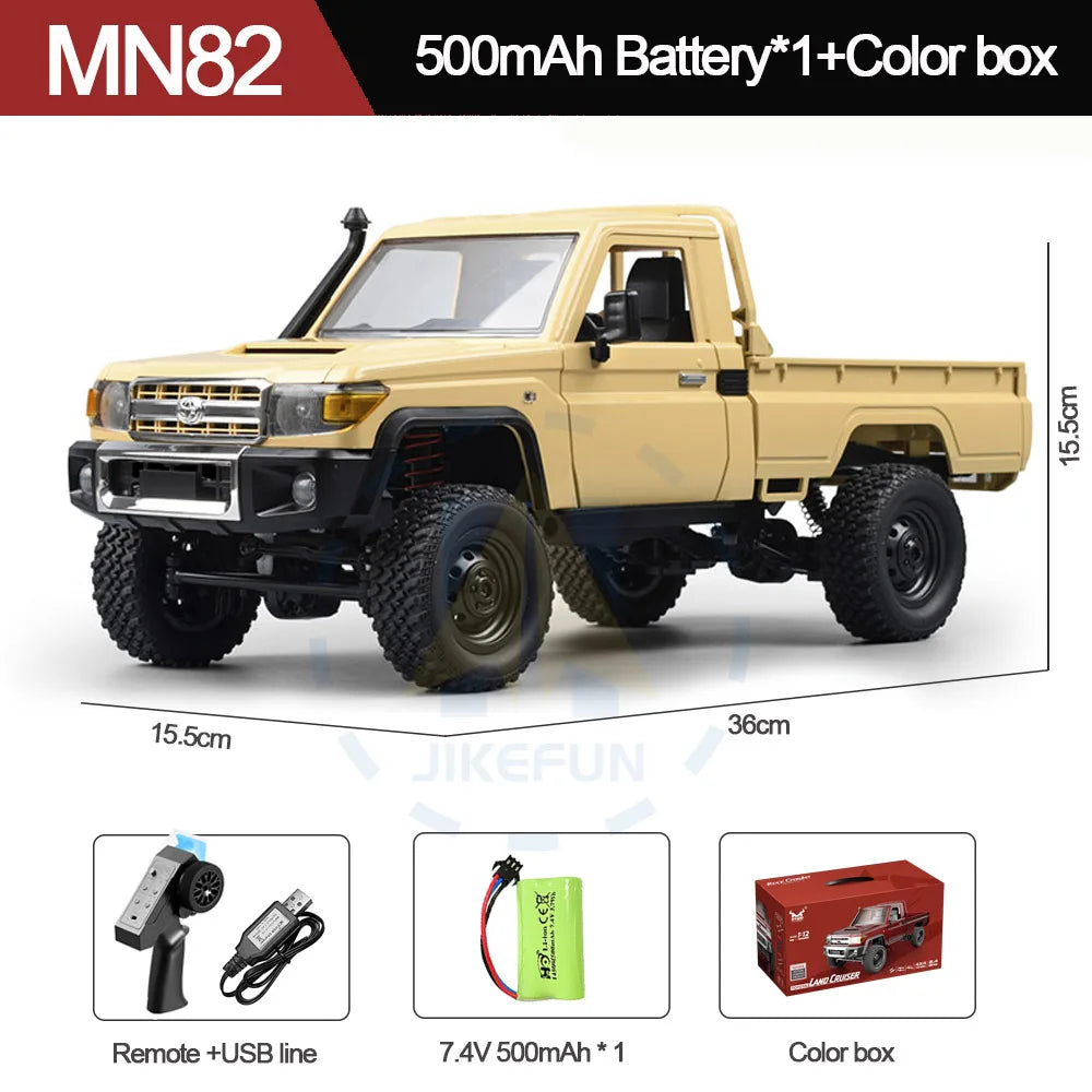 MN Model MN82 1:12 4WD Off-Road RC Crawler Truck – 280 Motor, Full Proportional Control, 50M Range RTR Truck for Boys & Adults - Color Box Yellow - China Mainland