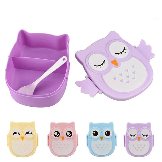 Portable Owl Kids Lunch Box with Lids – 2-Compartment Food Storage Box for School - Product Photo 1