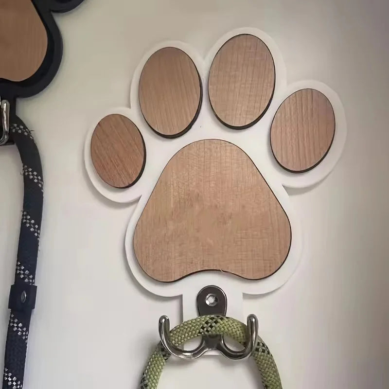 Wooden Paw Print Wall Hook Organizer – Decorative Pet Leash Holder & Key Hanger for Entryway - WHITE - China Mainland