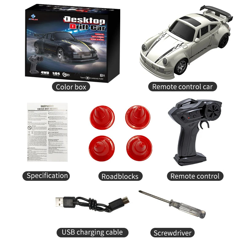 2026 New Kf20 1:64 Drift Rc Car Four-wheel Remote-Controlled Racing Car Full Proportions Desk Competition Toy Boys Ideal Gifts. - KF20-A-Color box 1