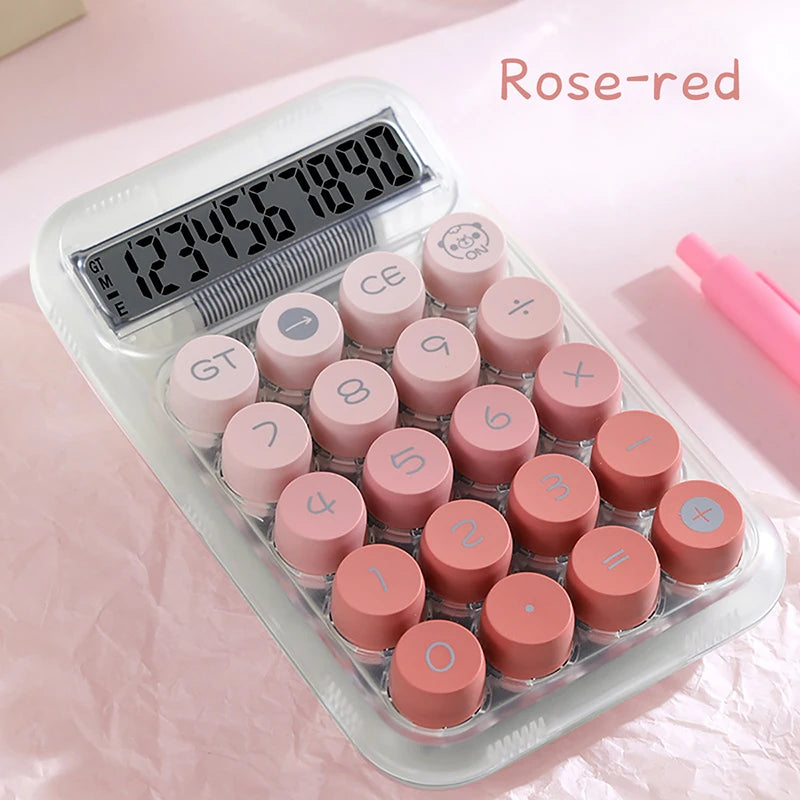 Cute Transparent Gradient Desktop Calculator – Portable 10-Digit Office & School Calculator - red