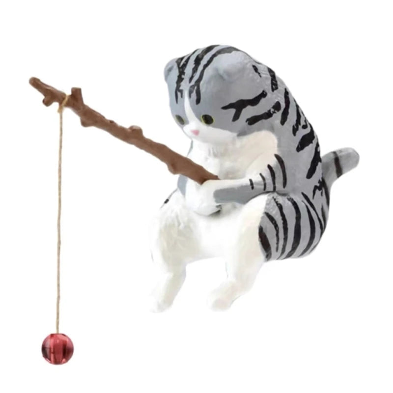 Mini Cartoon Fishing Figurine Aquarium Landscape Decor – Resin Hanging Fish Tank & Desktop Ornament - for B