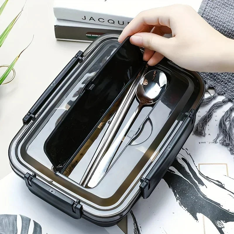 3-Compartment Stainless Steel Lunch Box - Product Photo 3