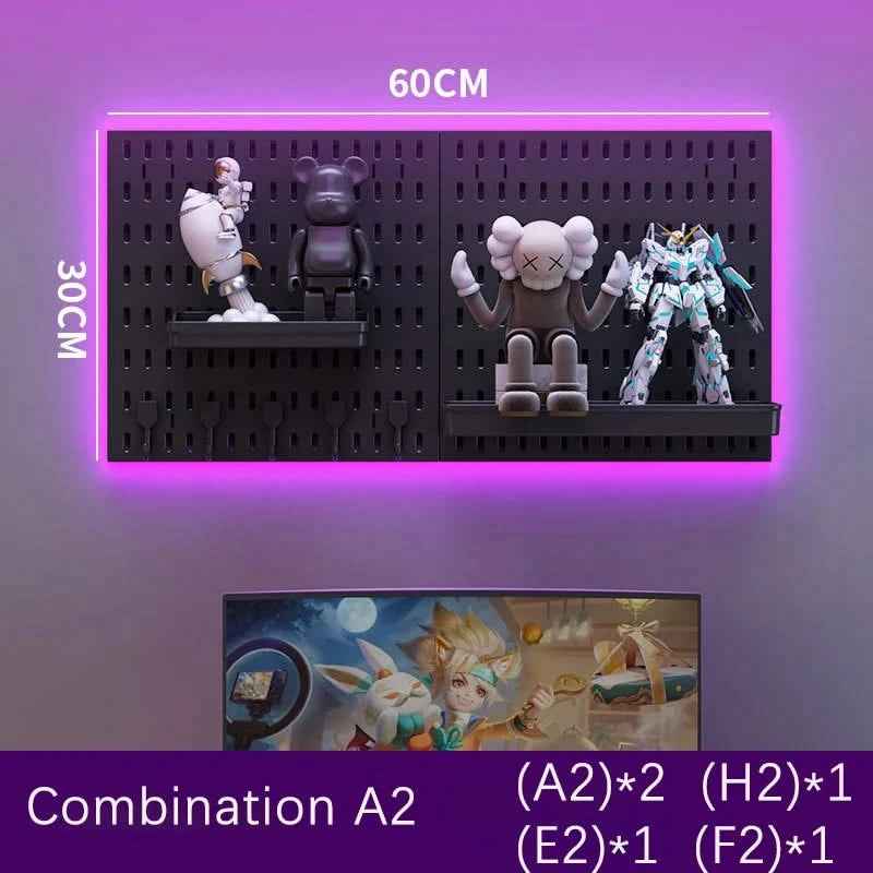 Wall-Mounted No-Punch Storage Board for Gaming Room, Study, Living Room