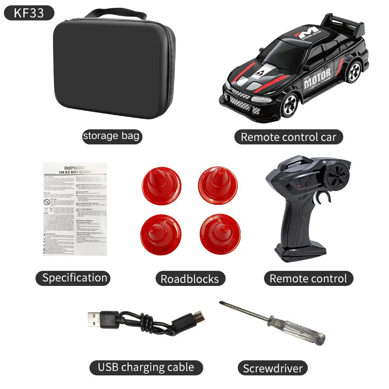 2026 New Kf20 1:64 Drift Rc Car Four-wheel Remote-Controlled Racing Car Full Proportions Desk Competition Toy Boys Ideal Gifts. - KF33-A-Storage bag.