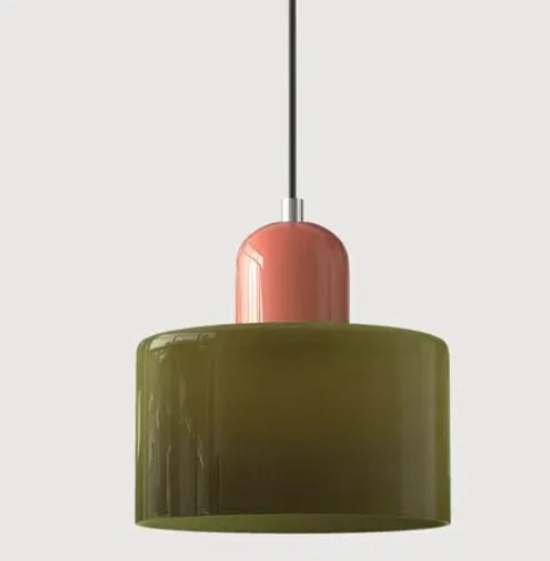 Vintage Stained Glass Chandelier Light Fixture – Modern Retro E27 Pendant Lamp in Pink, Orange, Green & White - Warm White - Brown2