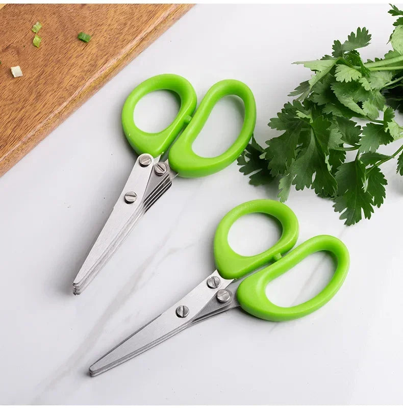 3/5 Layer Stainless Steel Kitchen Scissors – Fast Herb Chopper & Scallion Cutter for Cooking - Product Photo 6