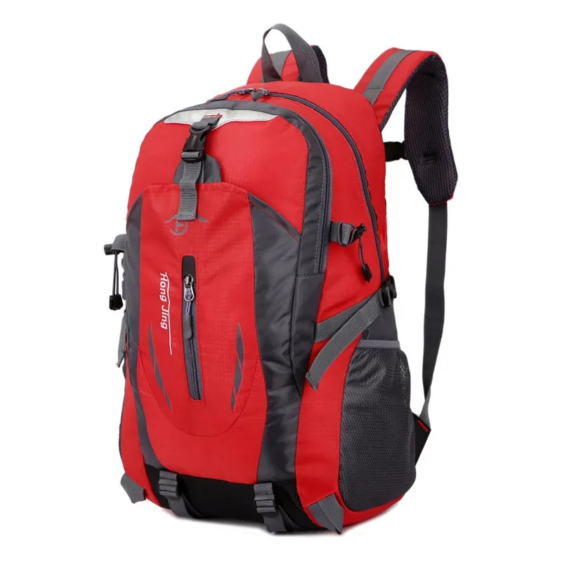 High-quality Nylon Waterproof Travel Backpack Men and Women Mountaineering Travel Bag Hiking Backpack Outdoor Sports Schoolbag - Red
