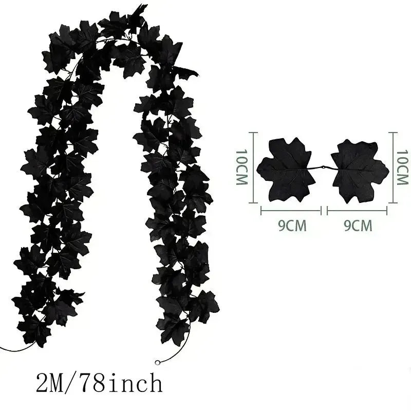 200CM Autumn Maple Leaf Vine Garland – Hanging Artificial Foliage Plant for Door, Window, Halloween & Thanksgiving Decor - G - 200CM