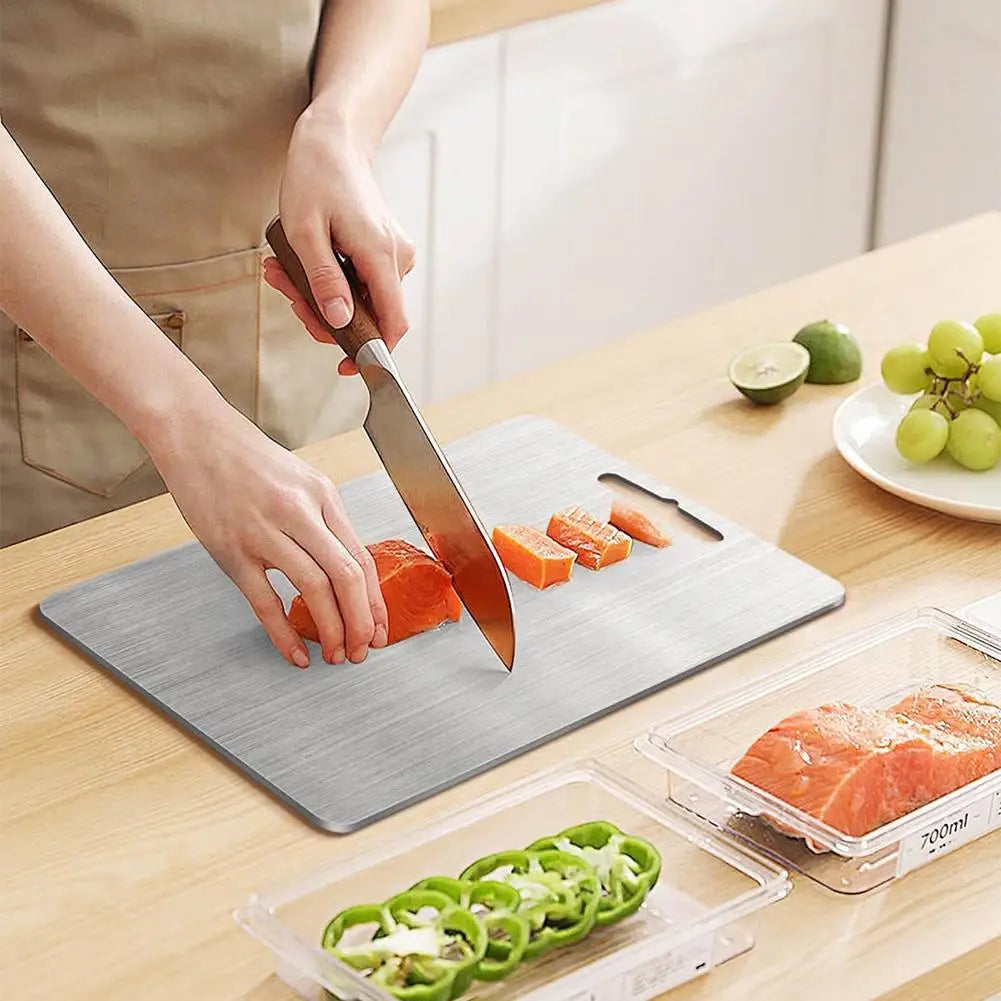 Heavy-Duty Stainless Steel Chopping Board – Antibacterial Heat-Resistant Prep Board for Meat & Fruits - Product Photo 3