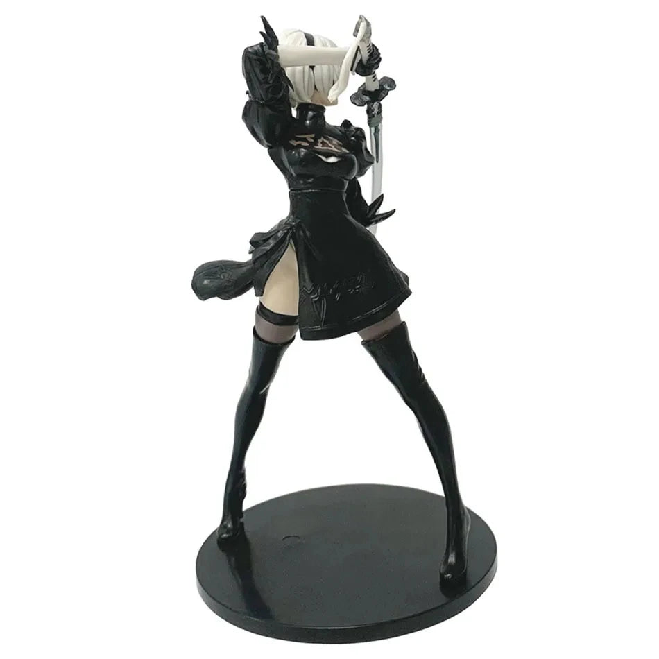 Bandai 18cm NieR: Automata YoRHa 2B Anime Action Figure – Black & White Series PVC Collectible Model Statue for Gaming Fans & Desk Display - Product Photo 4