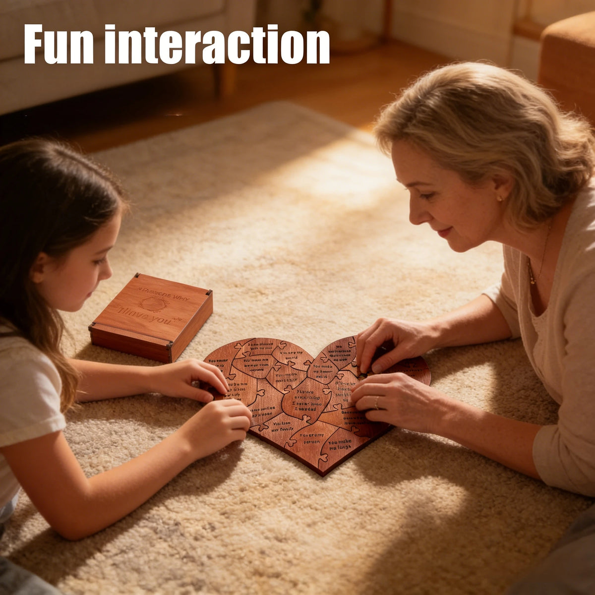 20 Reasons Why I Love You" Engraved Wooden Puzzle Set – Romantic Sentimental Gift for Valentine's Day, Mother's Day & Anniversaries - Product Photo 2