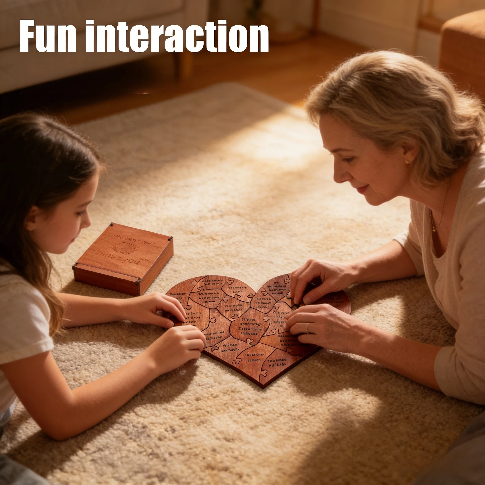 20 Reasons Why I Love You" Engraved Wooden Puzzle Set – Romantic Sentimental Gift for Valentine's Day, Mother's Day & Anniversaries - Product Photo 2