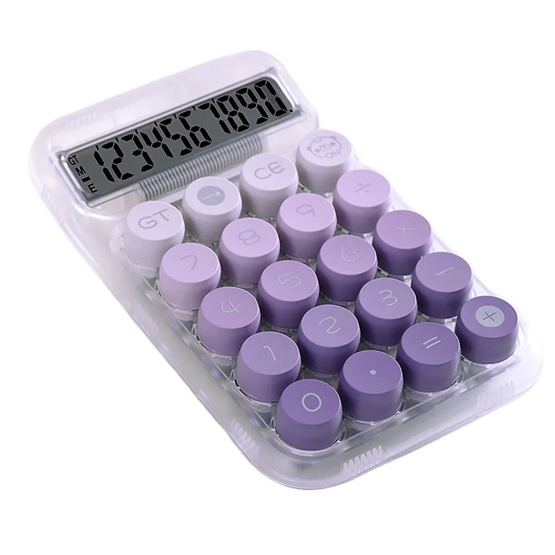 Cute Transparent Gradient Desktop Calculator – Portable 10-Digit Office & School Calculator - purple
