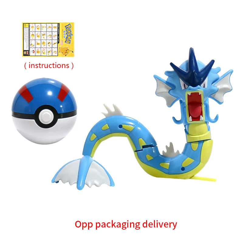 Takara Tomy Pokémon Action Figure & Pokeball Set – Pikachu, Charizard & Gyarados Statue - Gyarados