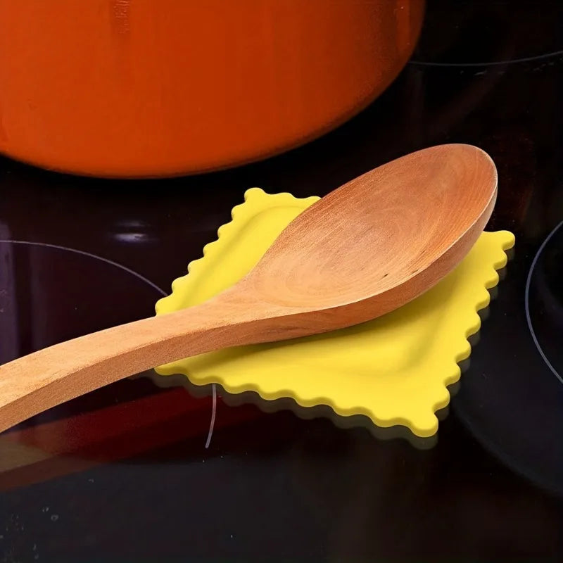 Cartoon Biscuit Kitchen Spoon Rest Tray – Heat Resistant Utensil Placemat & Countertop Protector - Product Photo 2